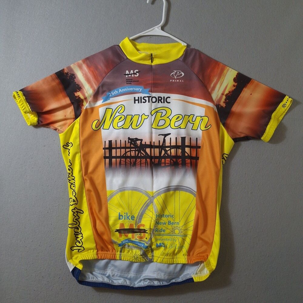 PRIMAL I Ride With MS Cycling Jersey Mens XL Historic New Bern Sunset Pockets